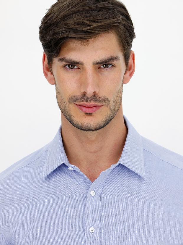 Açık Mavi Slim Fit Uzun Kollu Gömlek