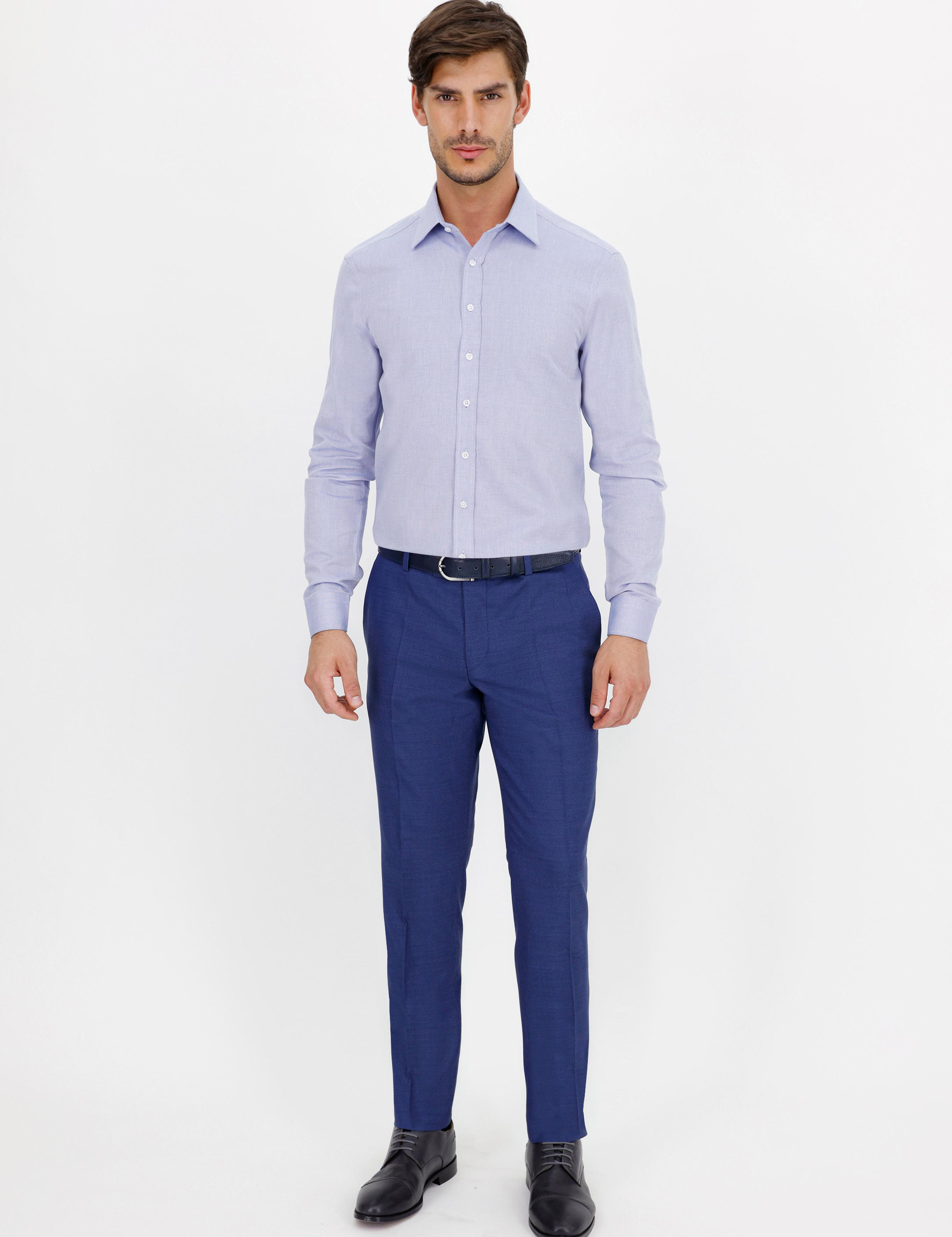 Açık Mavi Slim Fit Uzun Kollu Gömlek - 50233359022