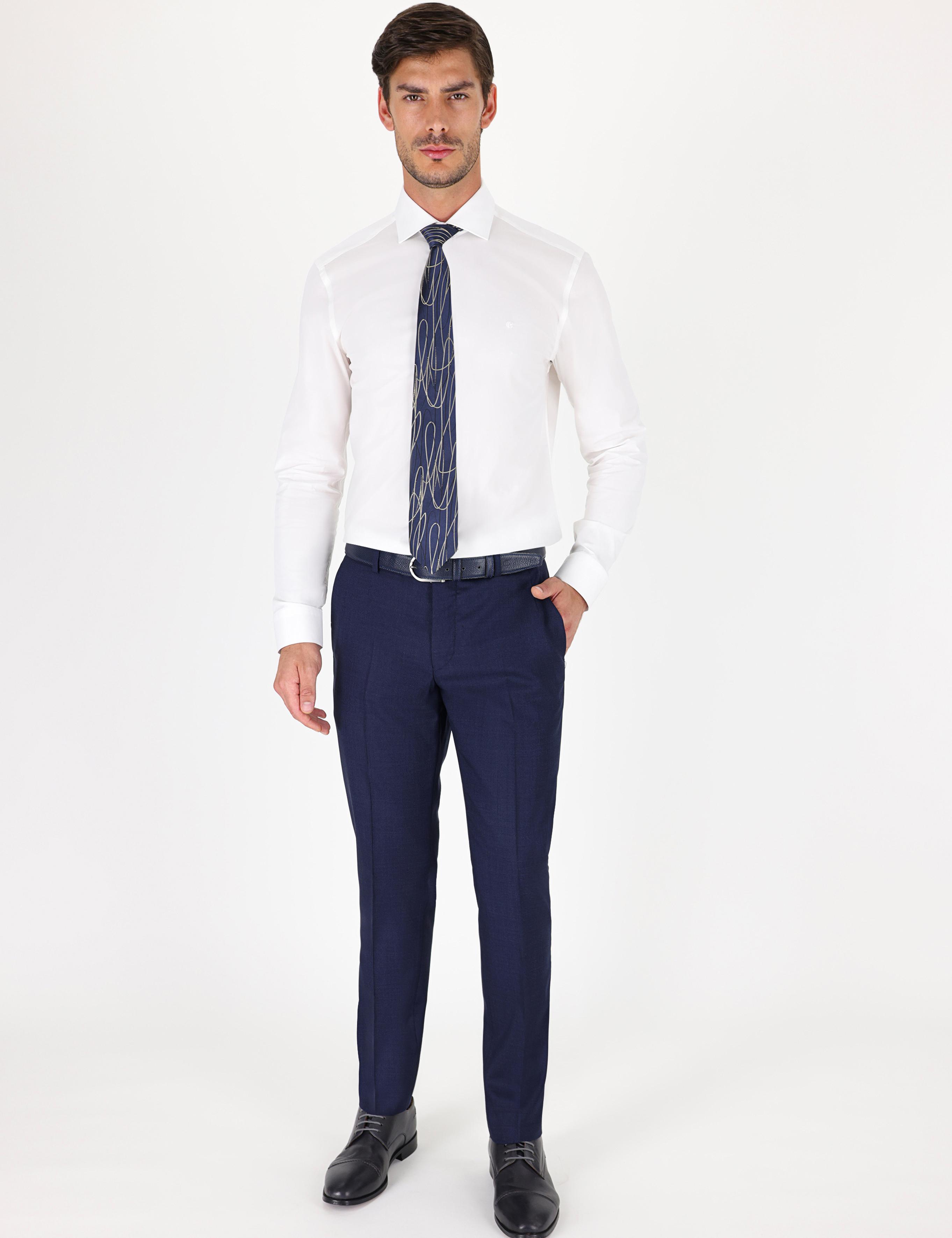 Beyaz Slim Fit Uzun Kollu Basic Gömlek - 50235535004