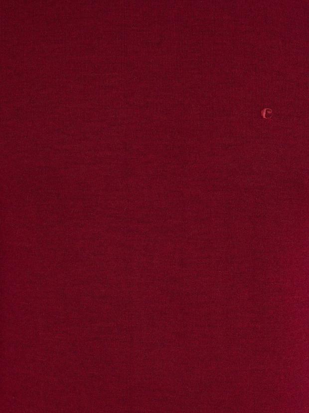 Bordo Slim Fit Bisiklet Yaka Basic Triko Kazak