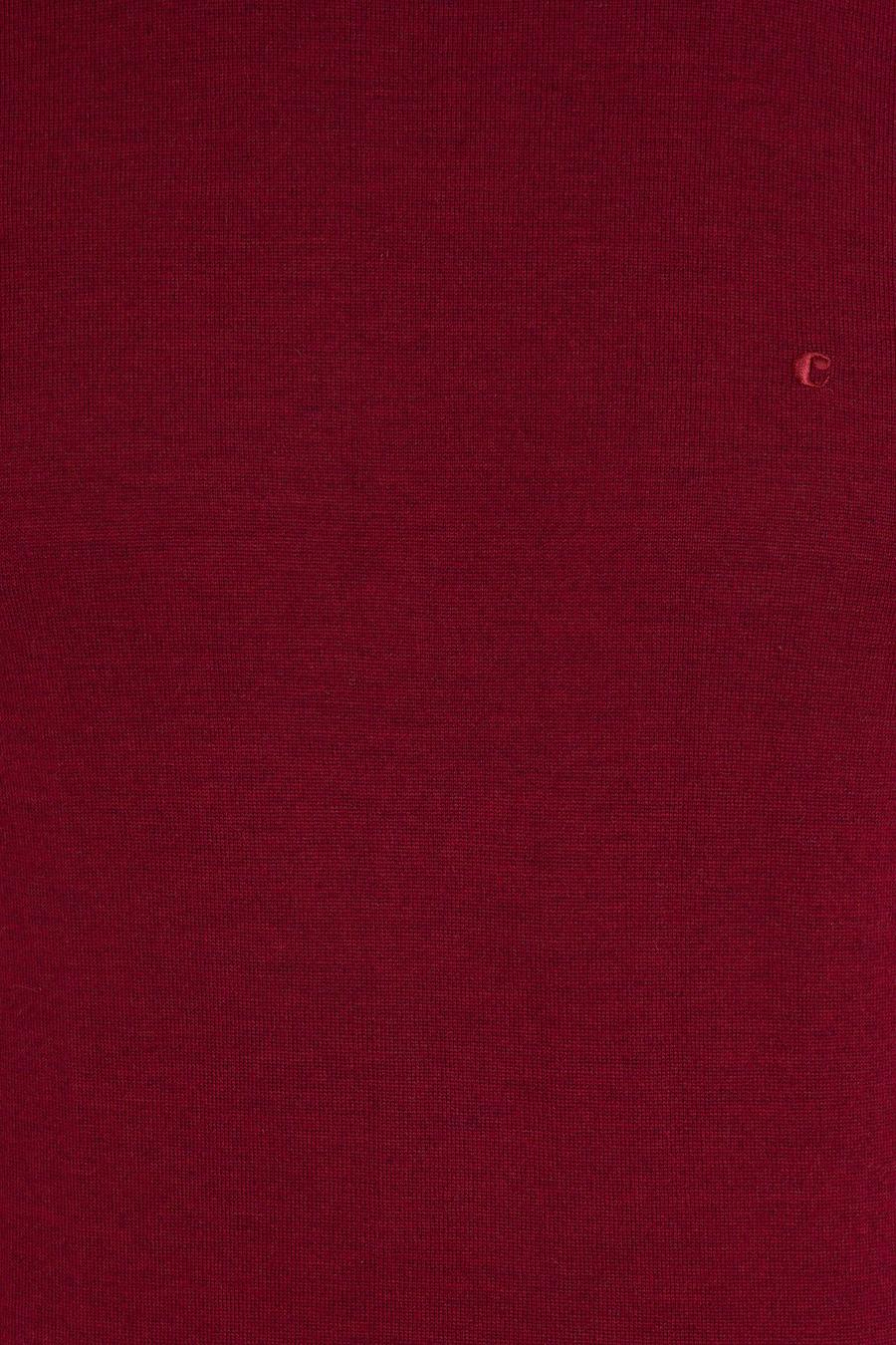 Bordo Slim Fit Bisiklet Yaka Basic Triko Kazak - 50237038044