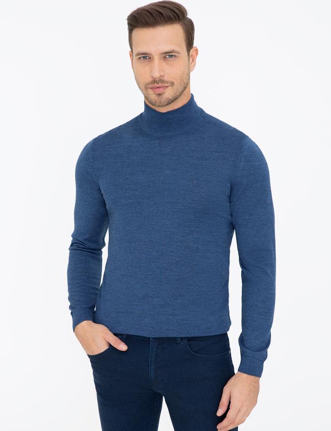 İndigo Slim Fit Yarım Balıkçı Basic Triko Kazak