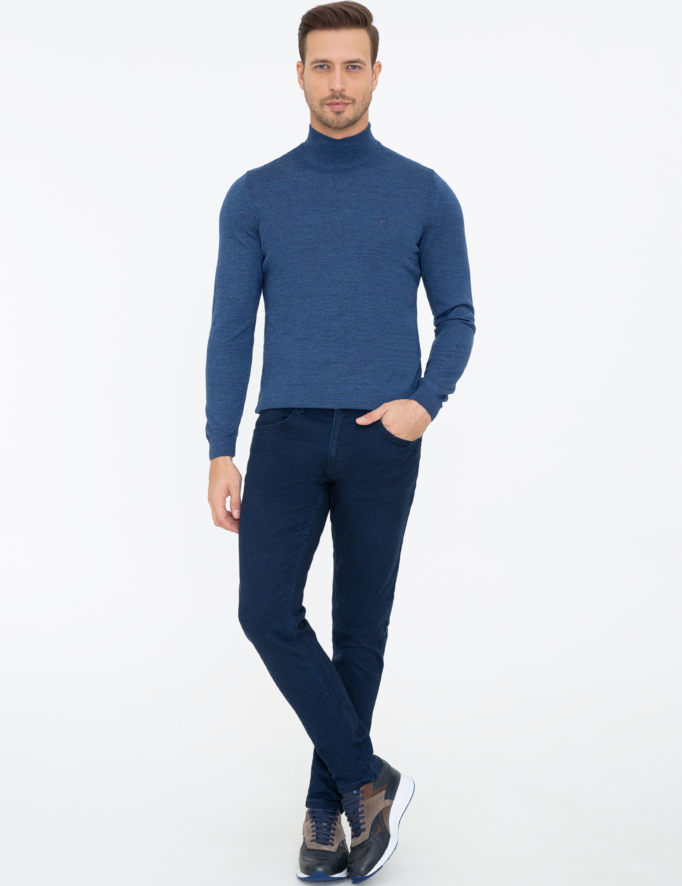 İndigo Slim Fit Yarım Balıkçı Basic Triko Kazak - 50237040051