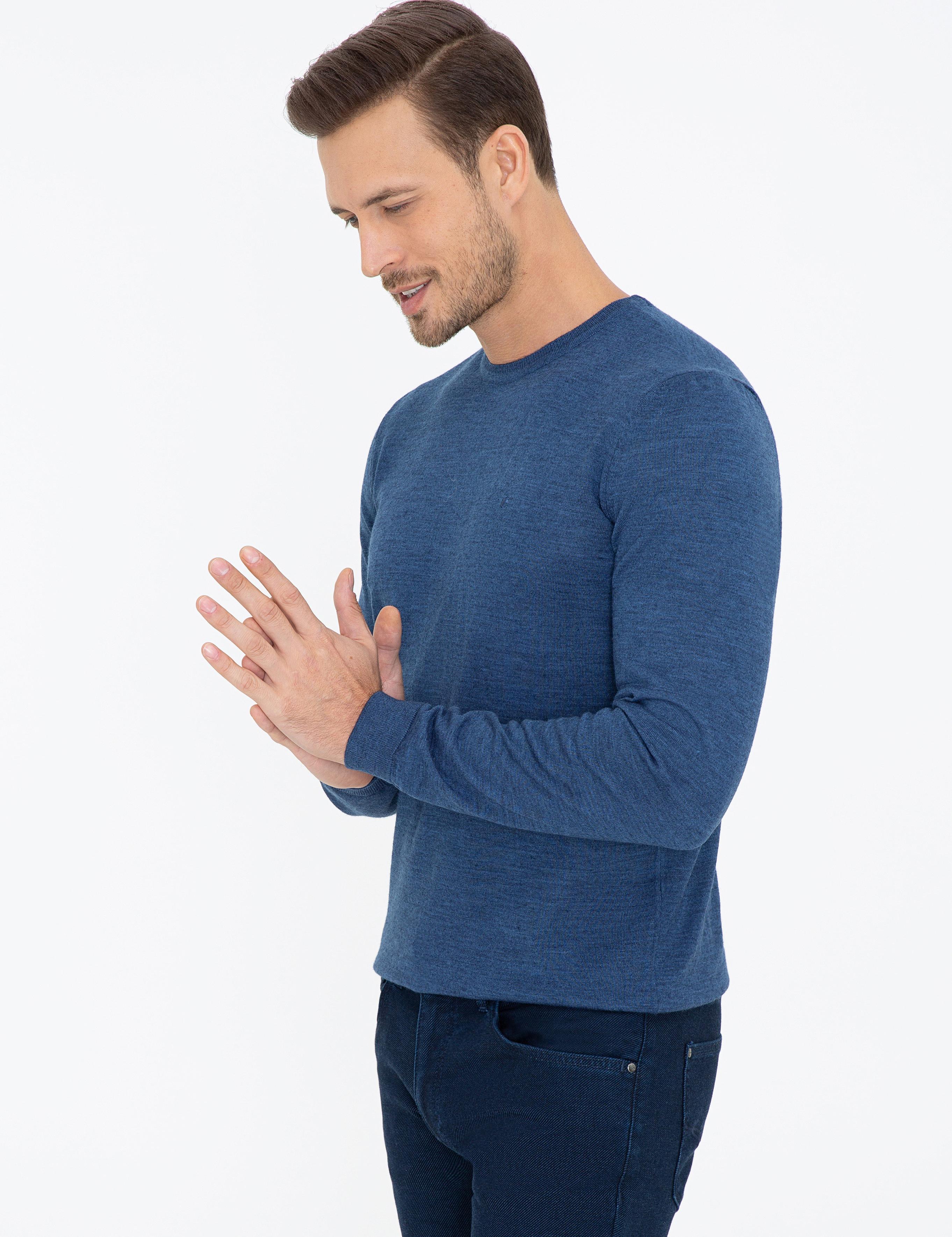 İndigo Slim Fit Bisiklet Yaka Basic Triko Kazak - 50237038049