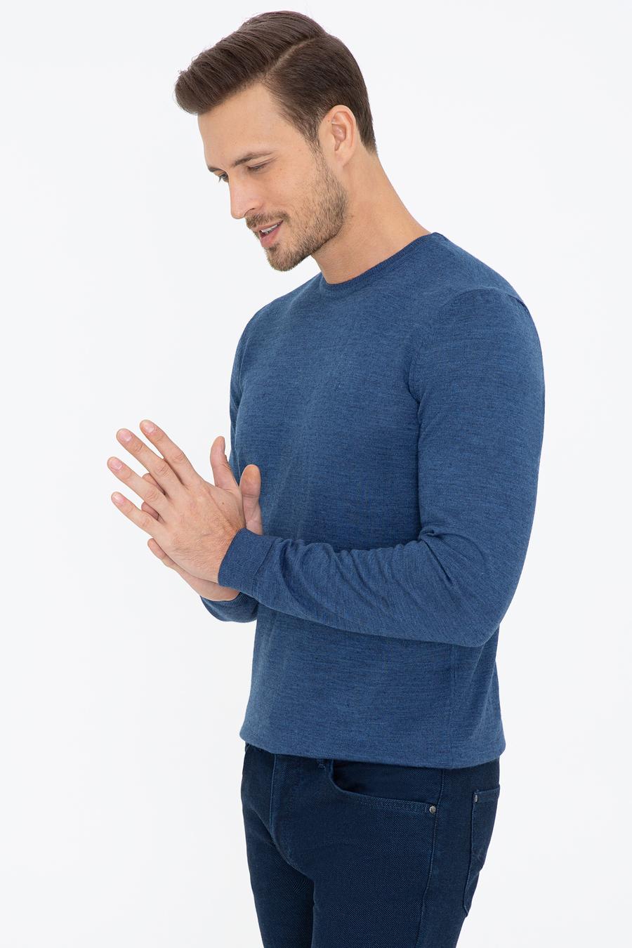 İndigo Slim Fit Bisiklet Yaka Basic Triko Kazak - 50237038049