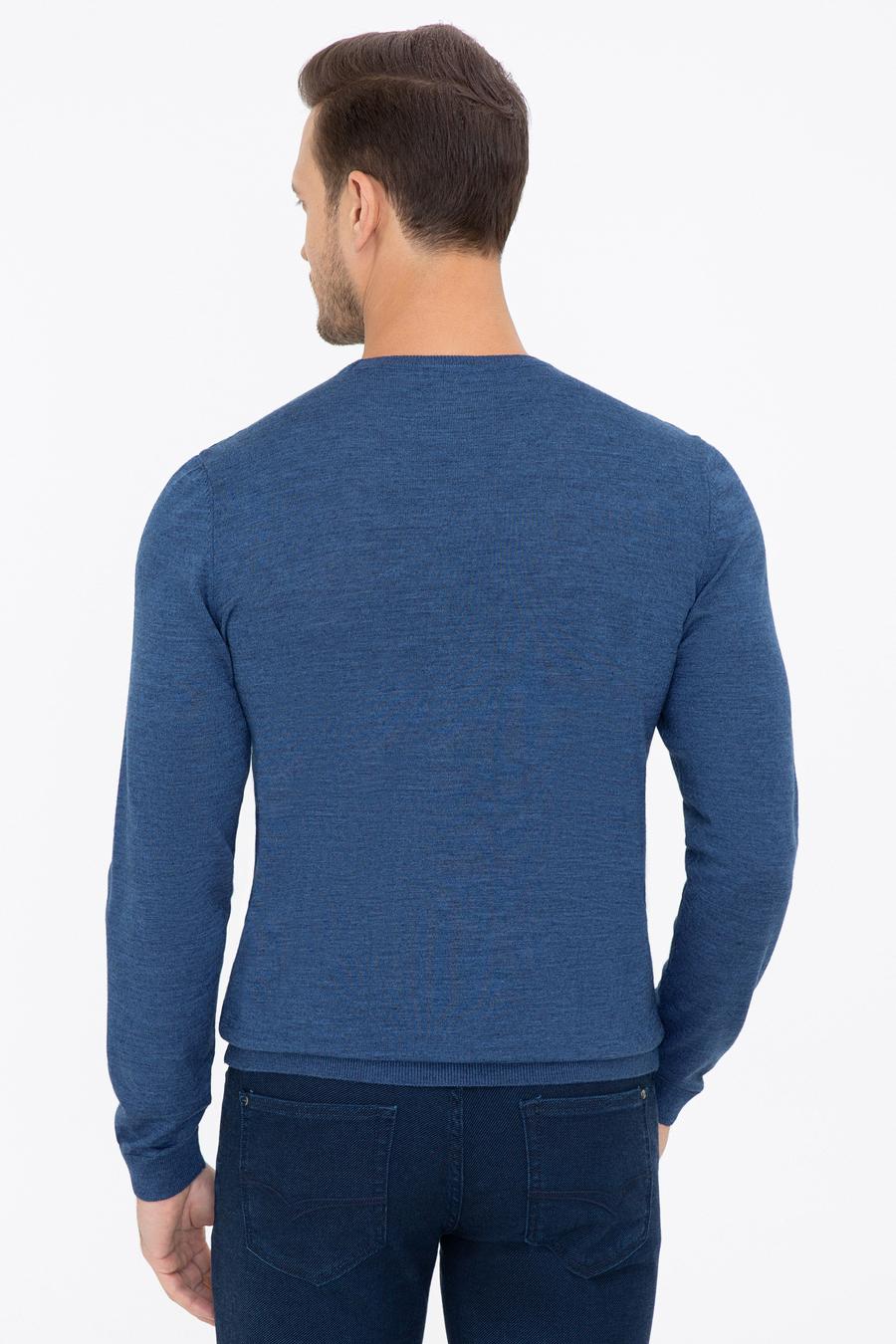 İndigo Slim Fit Bisiklet Yaka Basic Triko Kazak - 50237038049