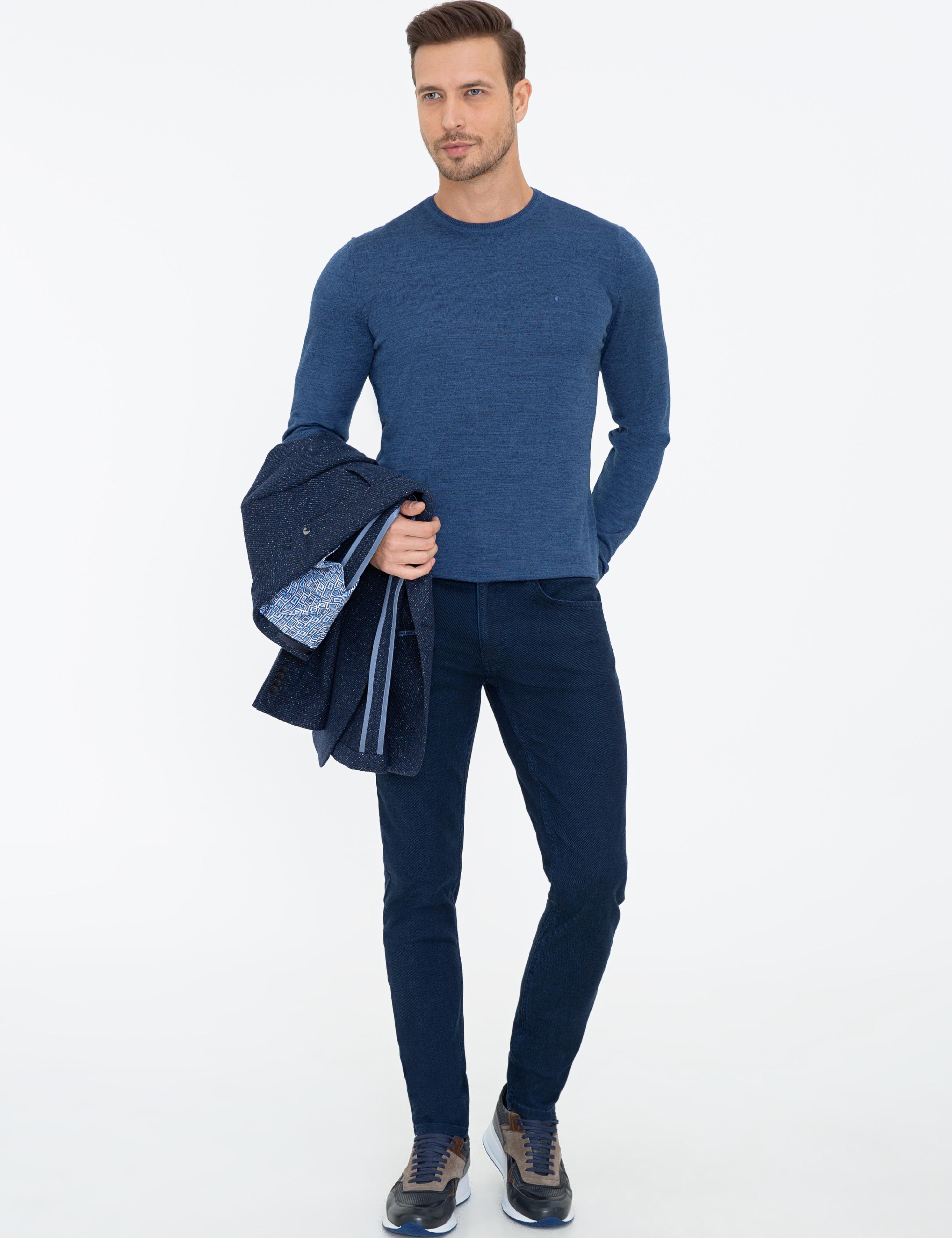 İndigo Slim Fit Bisiklet Yaka Basic Triko Kazak - 50237038049