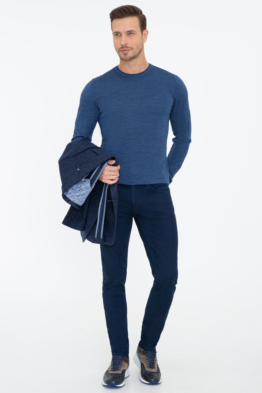 İndigo Slim Fit Bisiklet Yaka Basic Triko Kazak - 50237038049