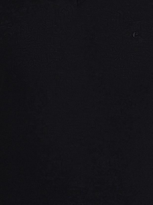 Siyah Slim Fit V Yaka Basic Triko Kazak