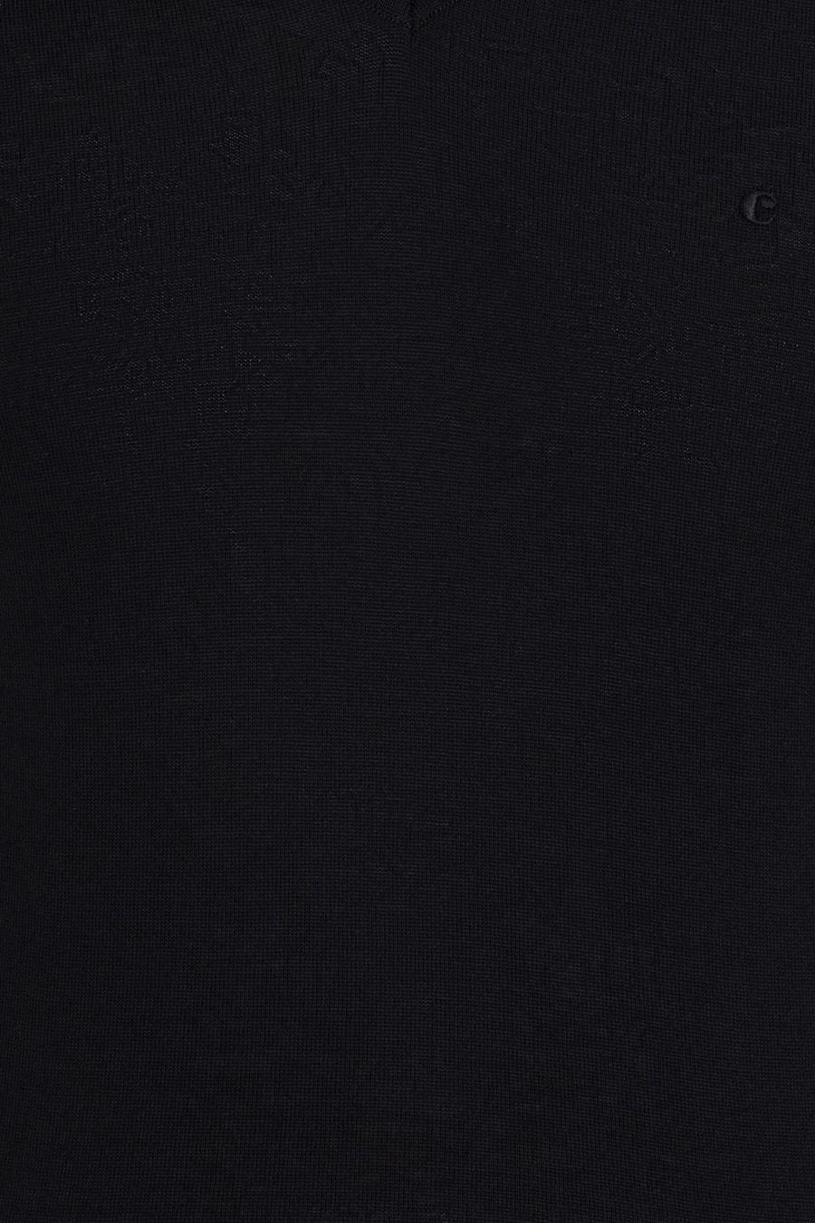 Siyah Slim Fit V Yaka Basic Triko Kazak - 50237053005