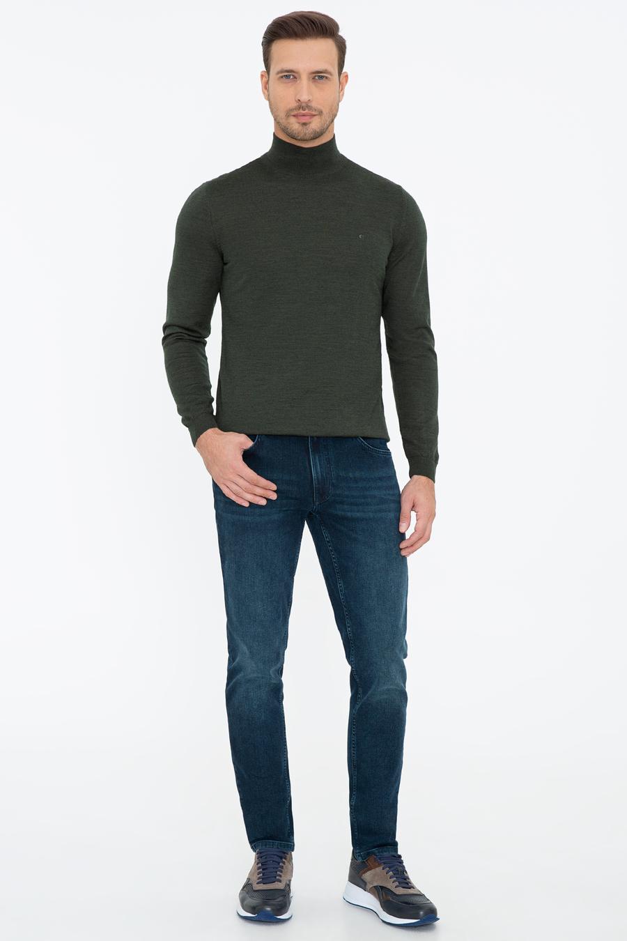 Haki Slim Fit Yarım Balıkçı Basic Triko Kazak - 50237040067