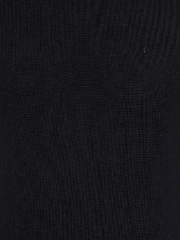 Siyah Slim Fit Bisiklet Yaka Basic Triko Kazak
