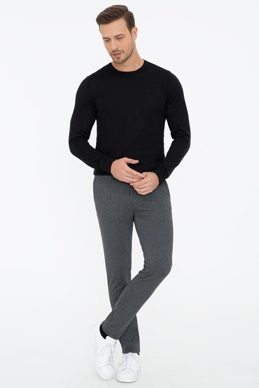 Siyah Slim Fit Bisiklet Yaka Basic Triko Kazak - 50237038004