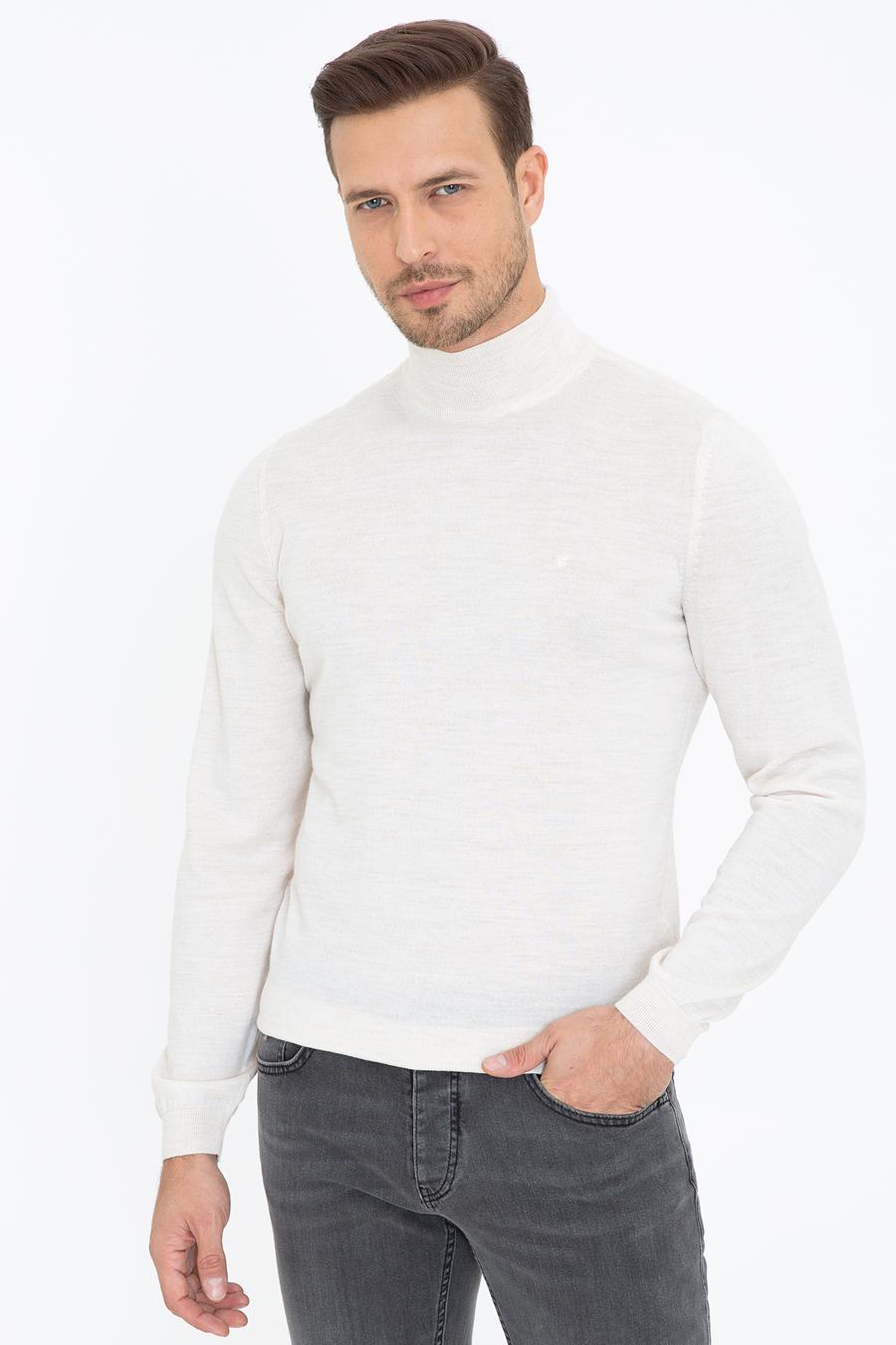 Bej Regular Fit Yarım Balıkçı Basic Triko Kazak - 50237040026