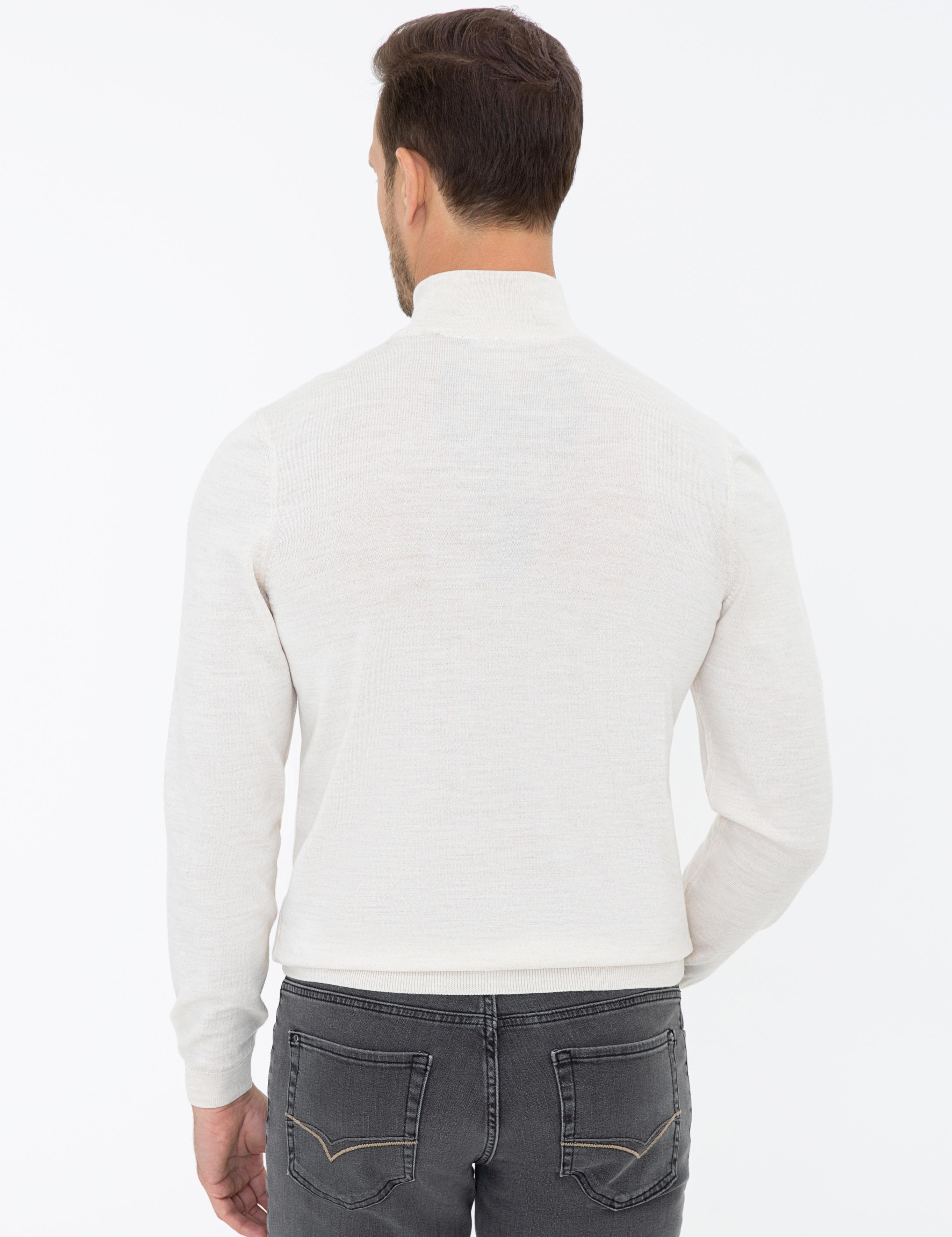 Bej Regular Fit Yarım Balıkçı Basic Triko Kazak - 50237040026