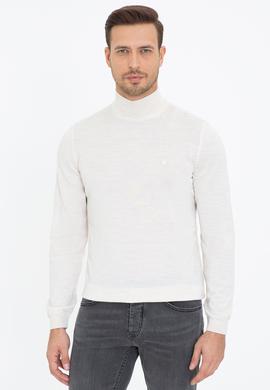 Bej Regular Fit Yarım Balıkçı Basic Triko Kazak