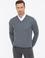 Antrasit Melanj Slim Fit V Yaka Basic Triko Kazak
