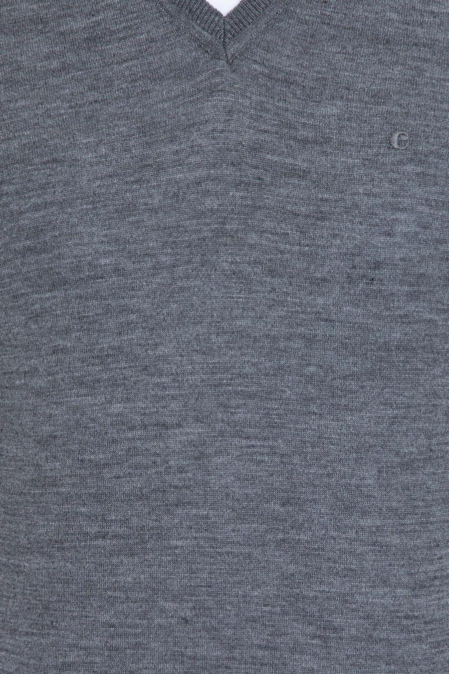 Antrasit Melanj Slim Fit V Yaka Basic Triko Kazak - 50237053207