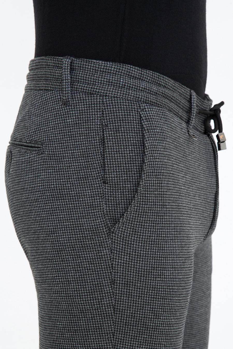 Siyah Slim Fit Belden Bağlamalı Kanvas Pantolon - 50242626038