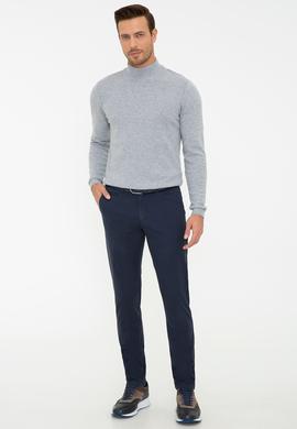 Lacivert Slim Fit Kanvas Pantolon