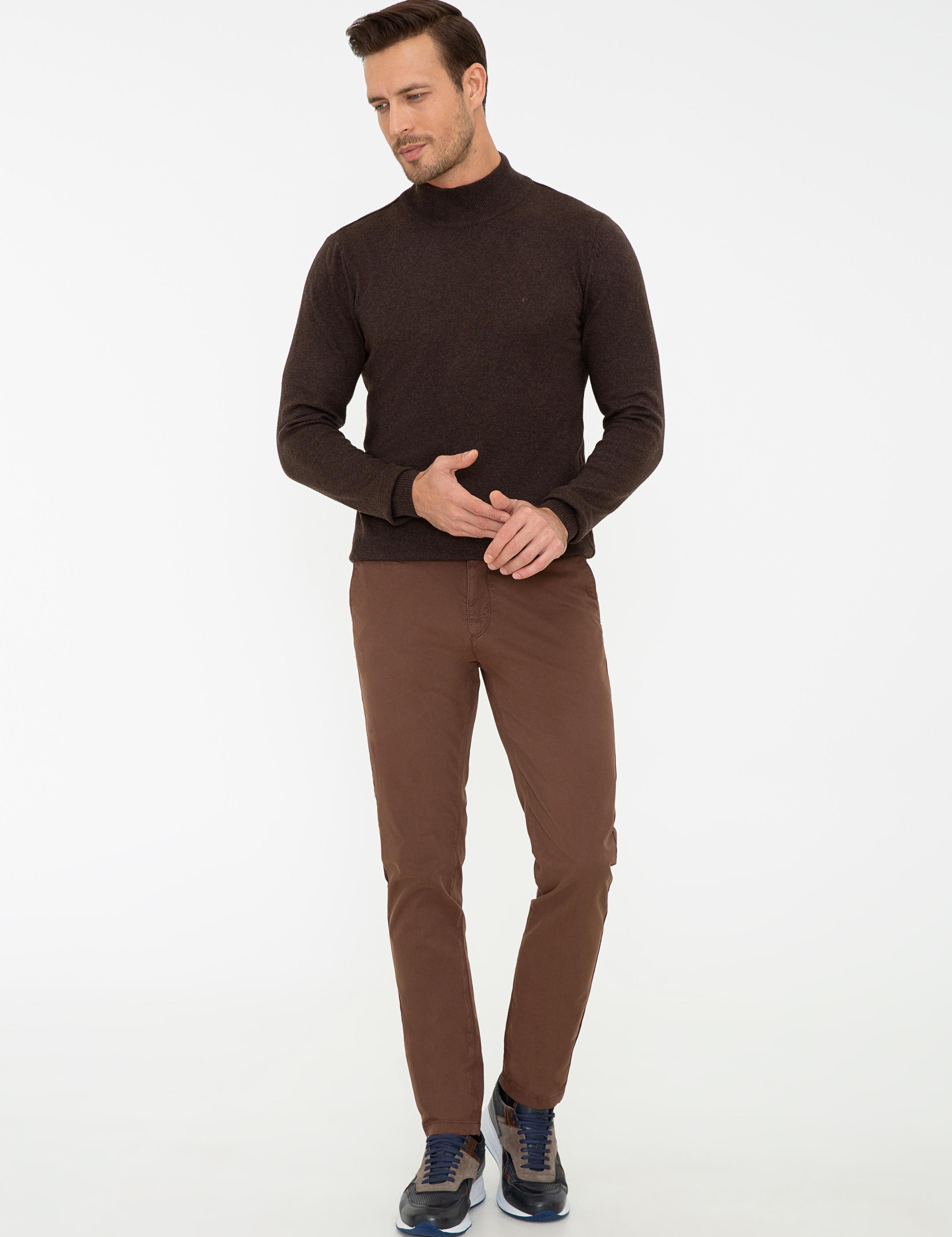 Kahverengi Slim Fit Kanvas Pantolon - 50240505073