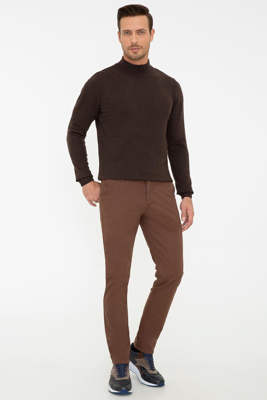 Kahverengi Slim Fit Kanvas Pantolon - 50240505073