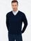 Lacivert Slim Fit V Yaka Basic Triko Kazak