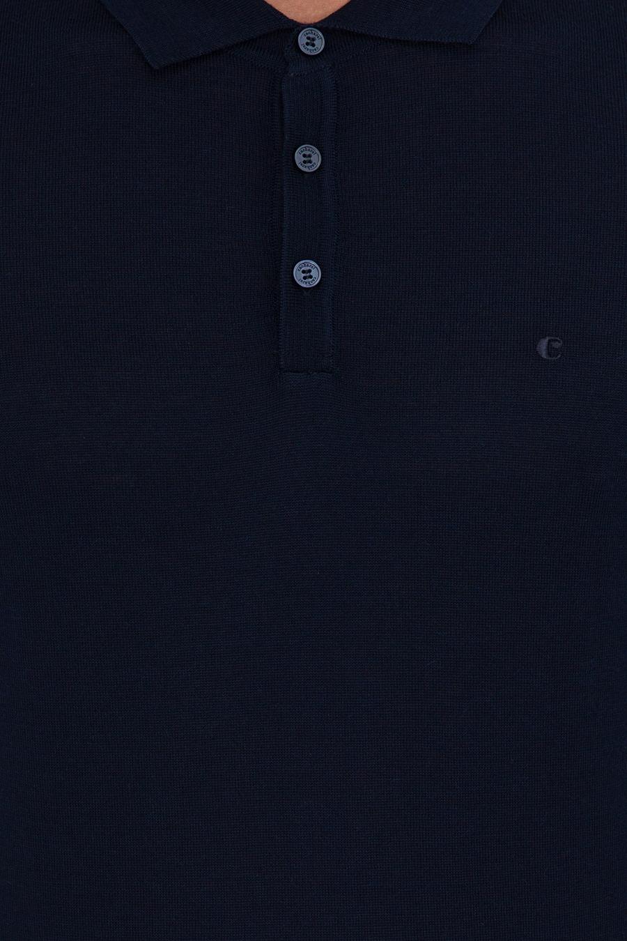 Lacivert Slim Fit Polo Yaka Basic Triko Kazak - 50237054012