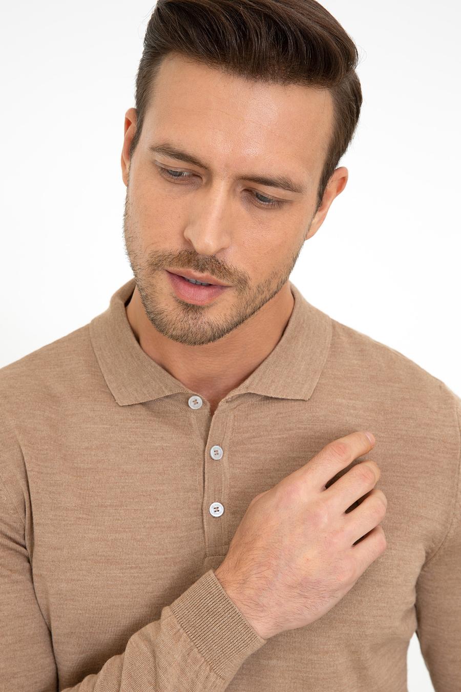 Camel Slim Fit Polo Yaka Basic Triko Kazak - 50237054076