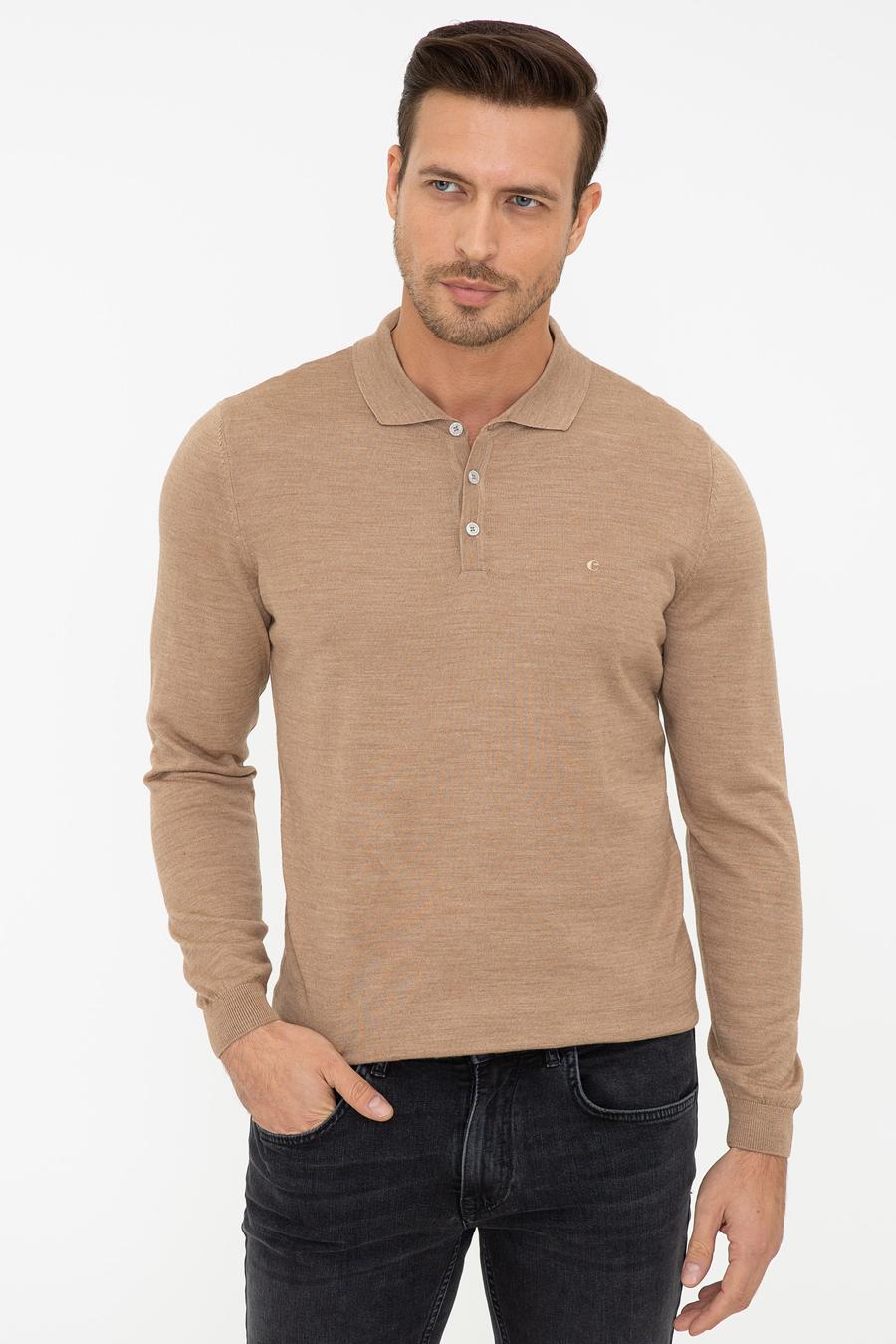 Camel Slim Fit Polo Yaka Basic Triko Kazak - 50237054076