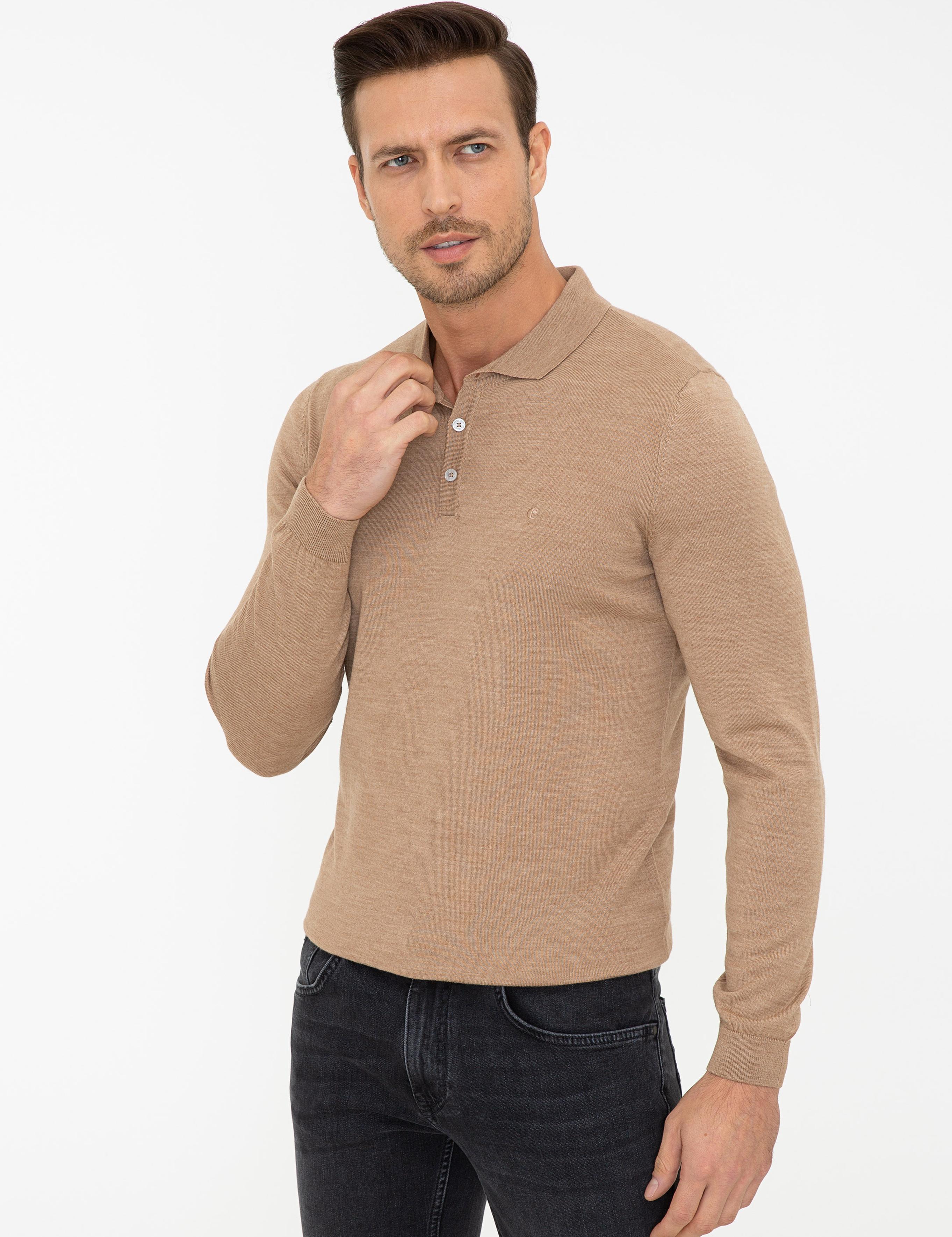 Camel Slim Fit Polo Yaka Basic Triko Kazak - 50237054076