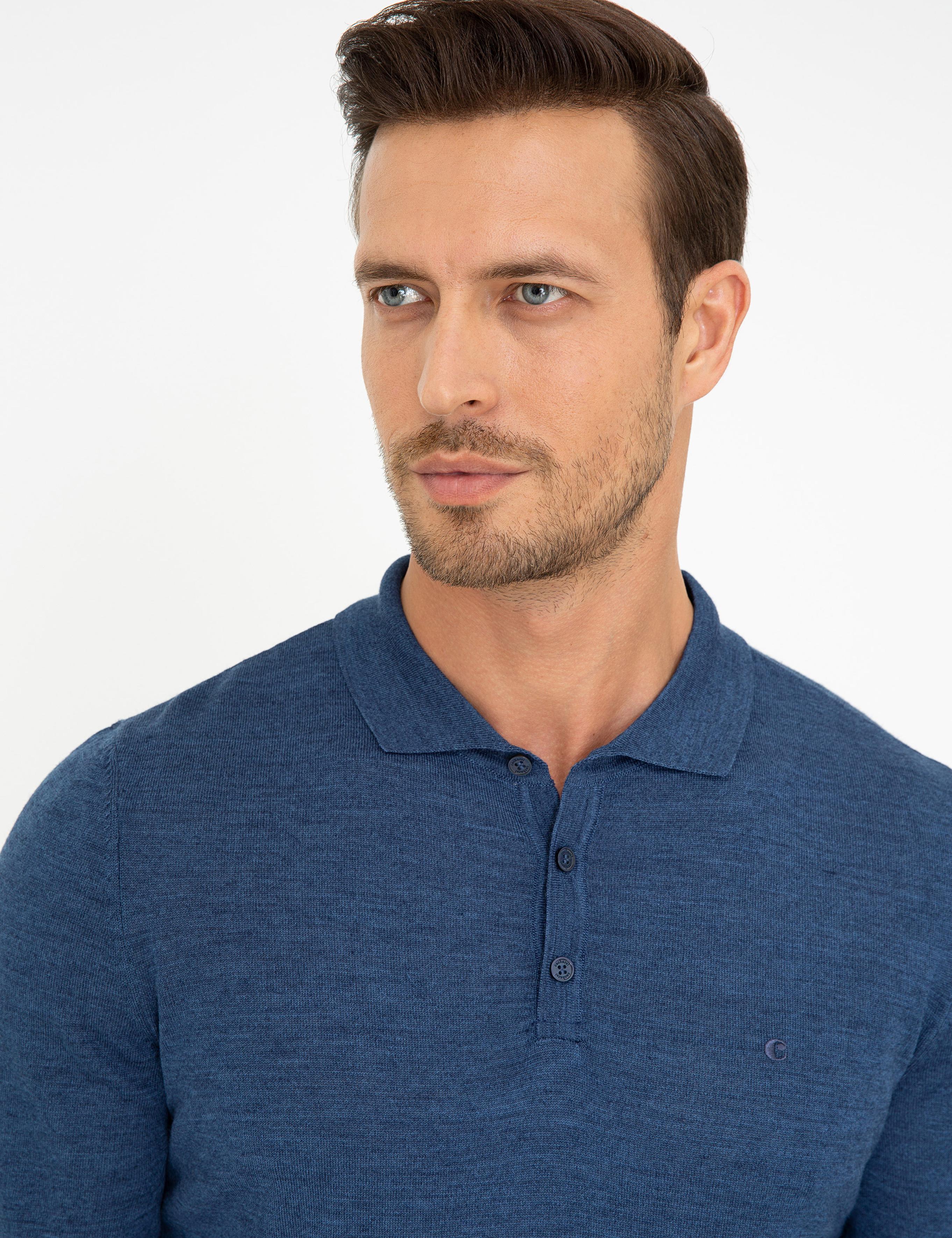 İndigo Slim Fit Polo Yaka Basic Triko Kazak - 50237054052