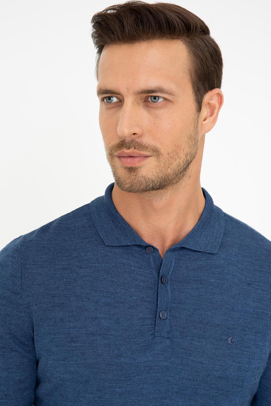 İndigo Slim Fit Polo Yaka Basic Triko Kazak - 50237054052