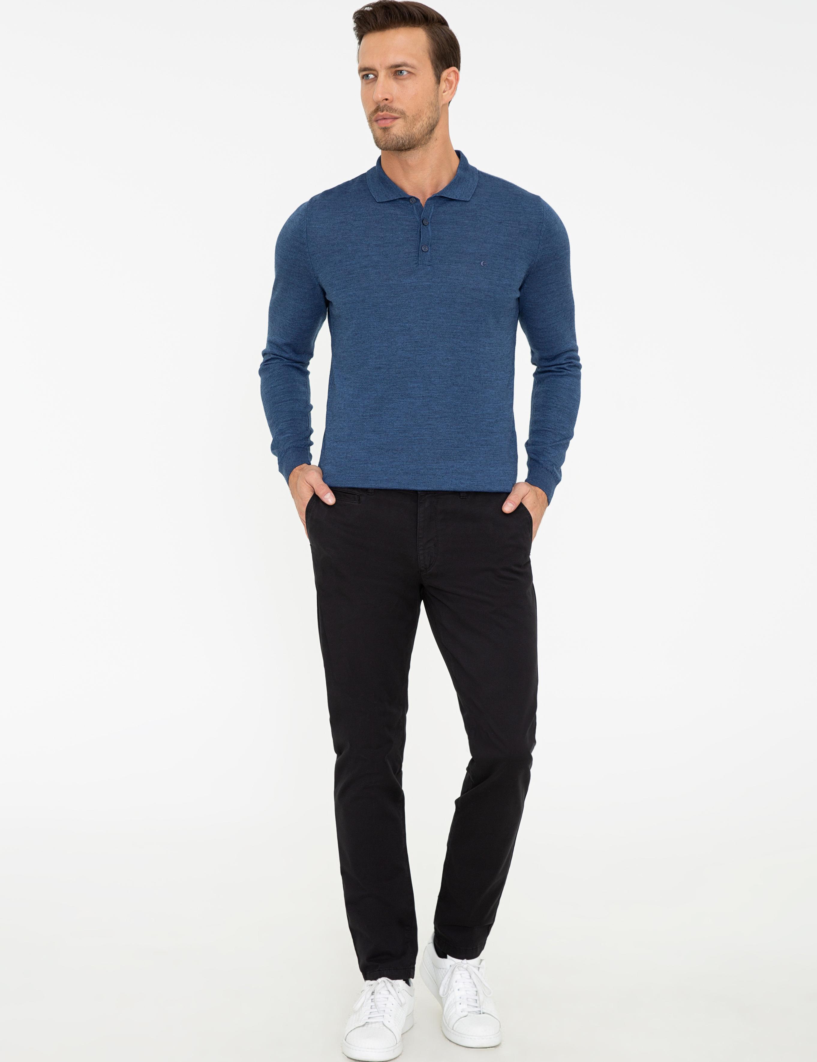 İndigo Slim Fit Polo Yaka Basic Triko Kazak - 50237054052