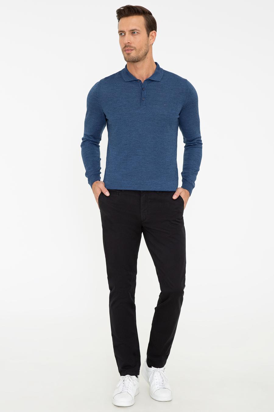 İndigo Slim Fit Polo Yaka Basic Triko Kazak - 50237054052