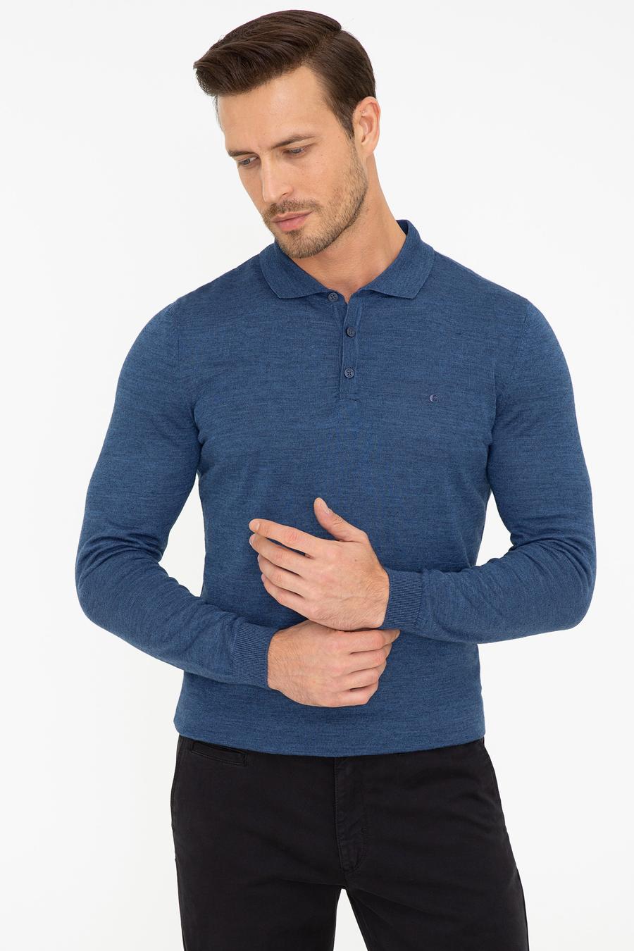 İndigo Slim Fit Polo Yaka Basic Triko Kazak - 50237054052