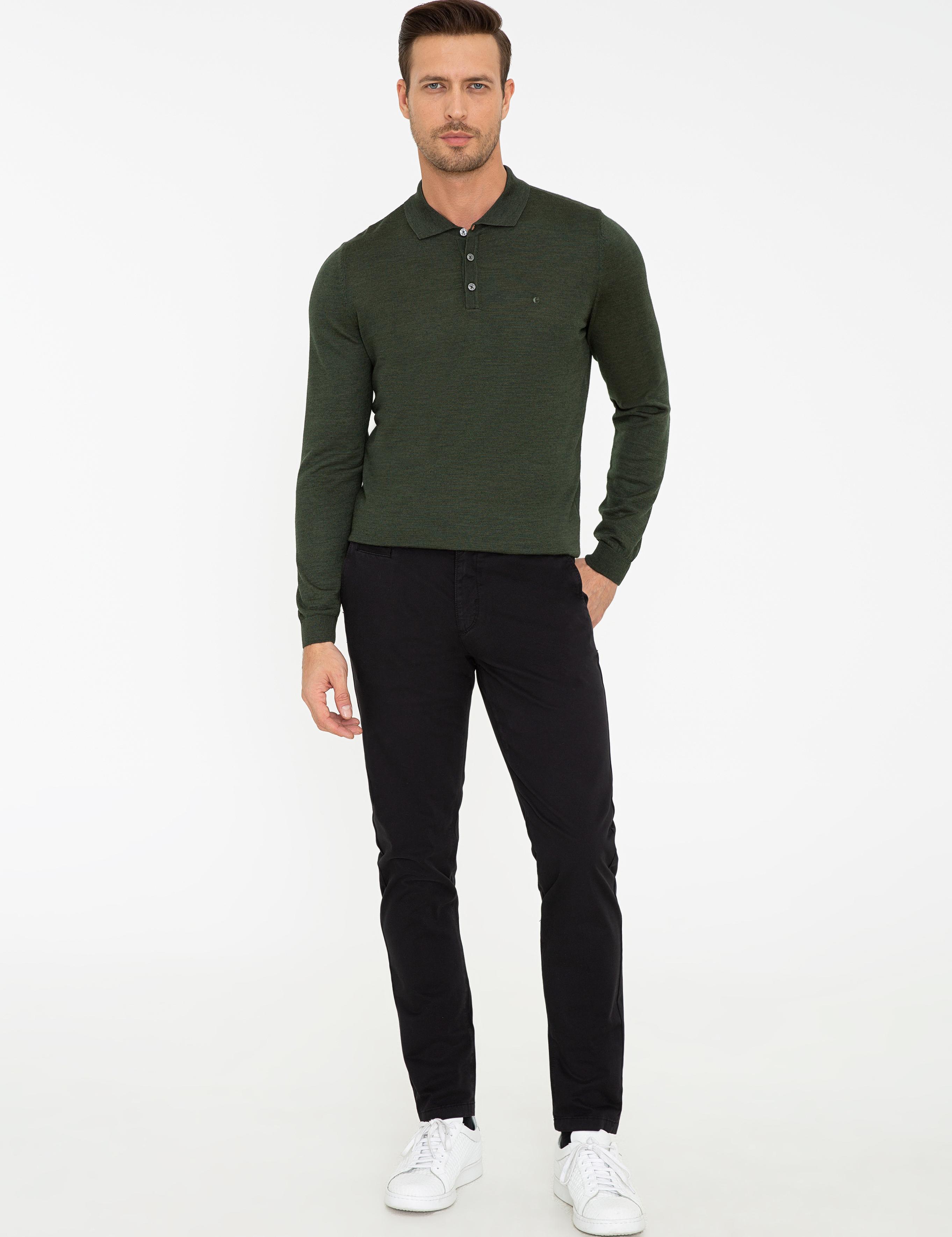 Siyah Slim Fit Kanvas Pantolon - 50240505007