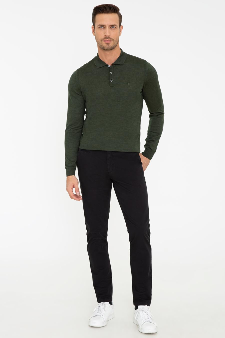 Siyah Slim Fit Kanvas Pantolon - 50240505007