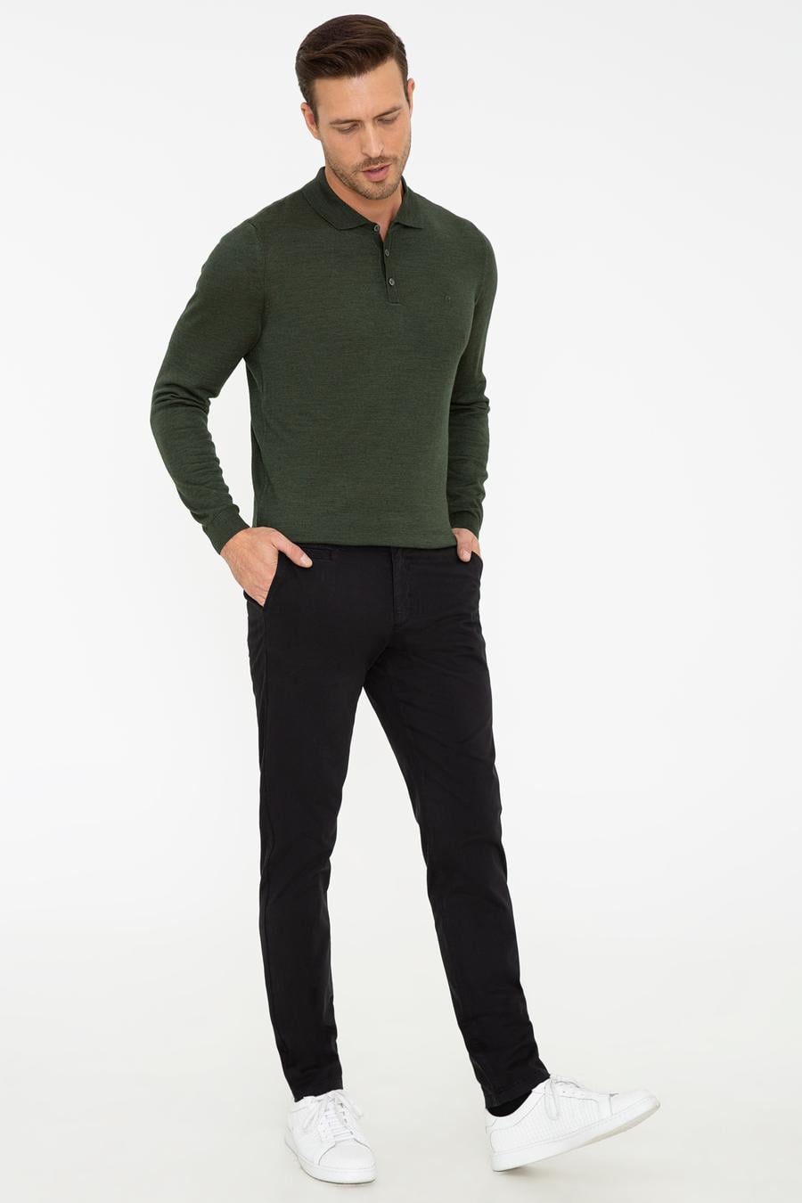 Siyah Slim Fit Kanvas Pantolon - 50240505007