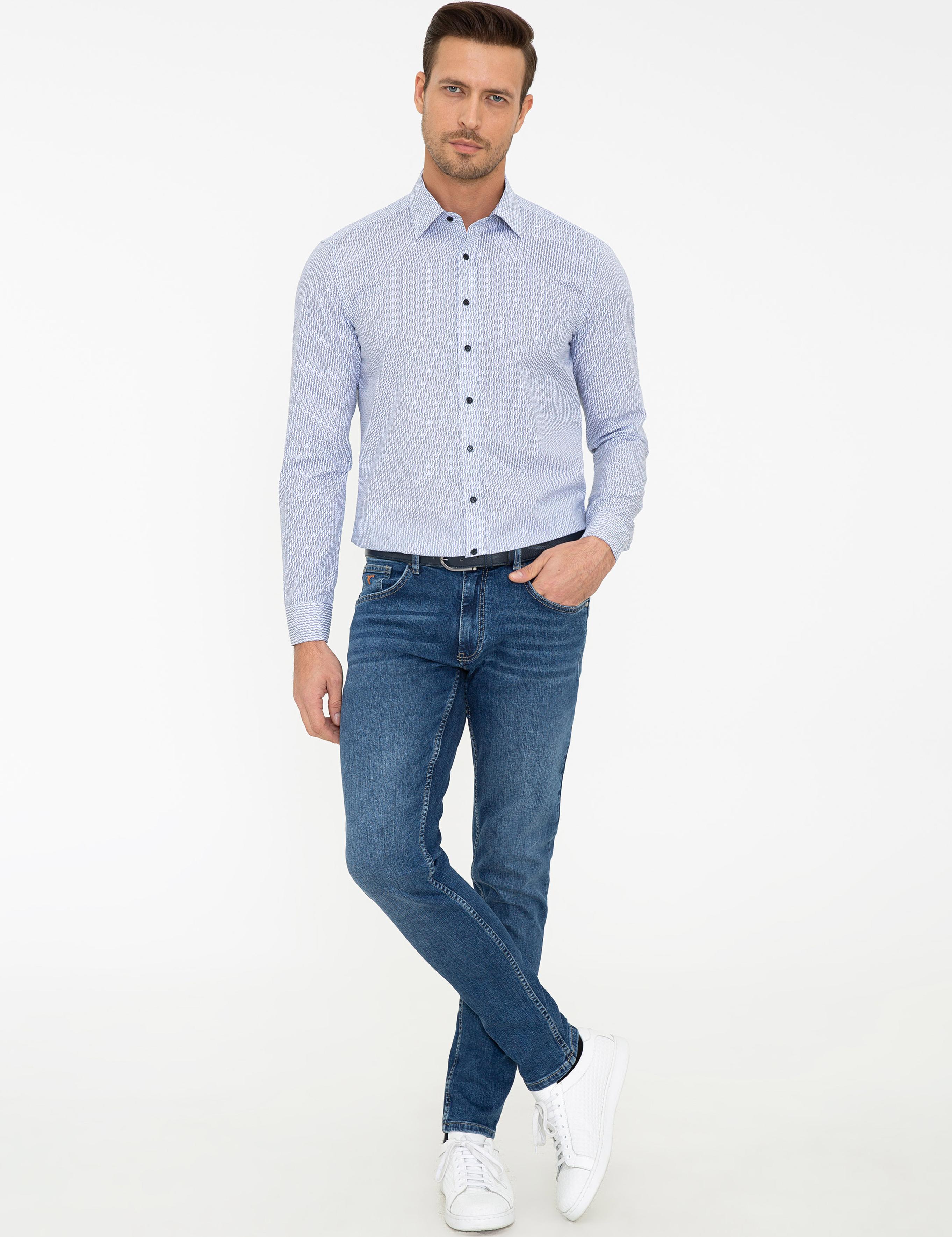 Lacivert Slim Fit Uzun Kollu Gömlek - 50238612022