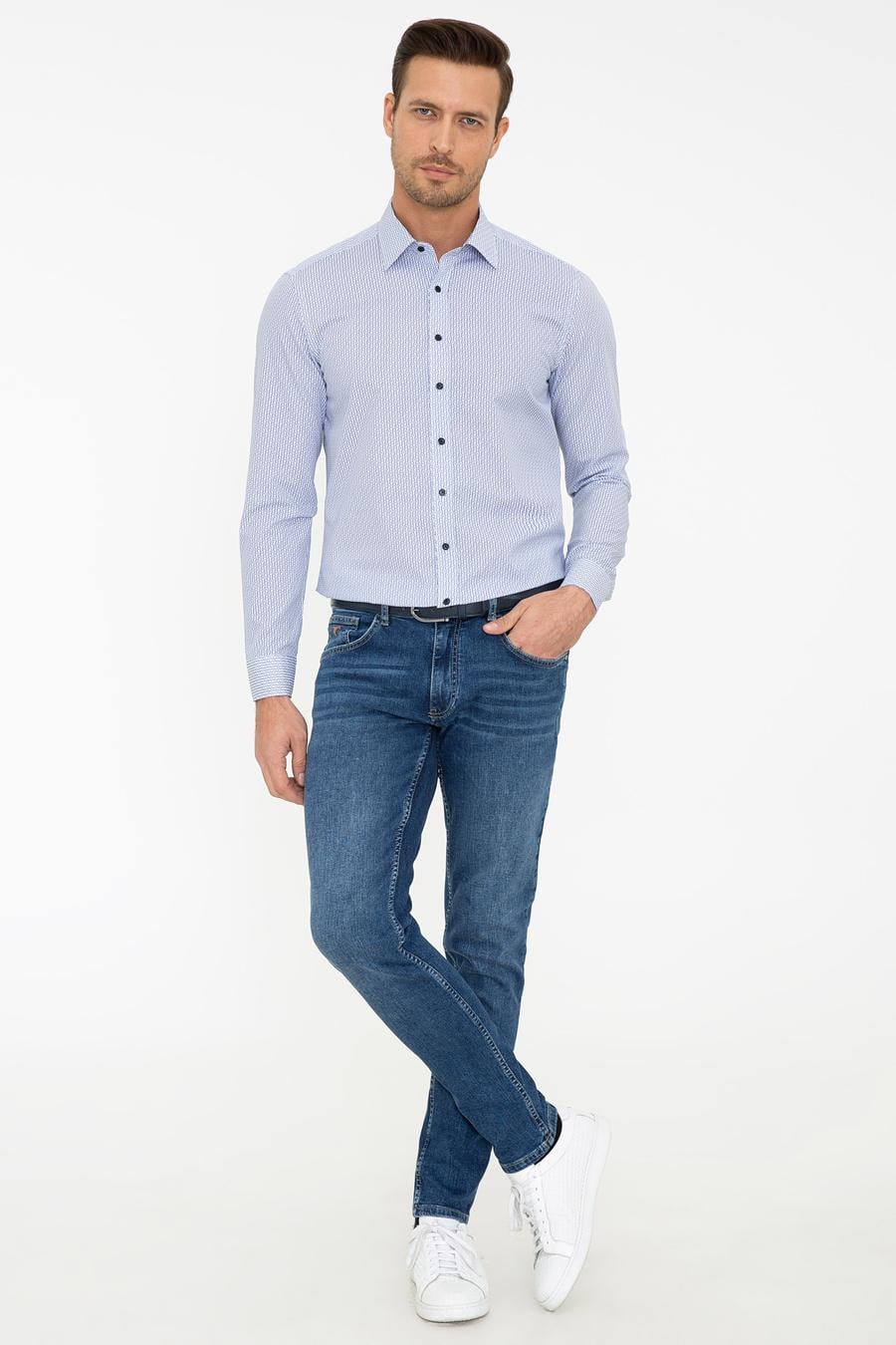 Lacivert Slim Fit Uzun Kollu Gömlek - 50238612022