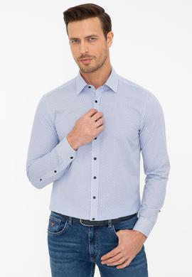 Lacivert Slim Fit Uzun Kollu Gömlek