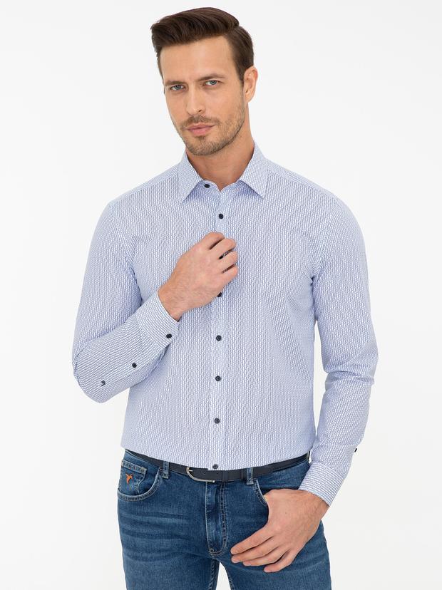 Lacivert Slim Fit Uzun Kollu Gömlek
