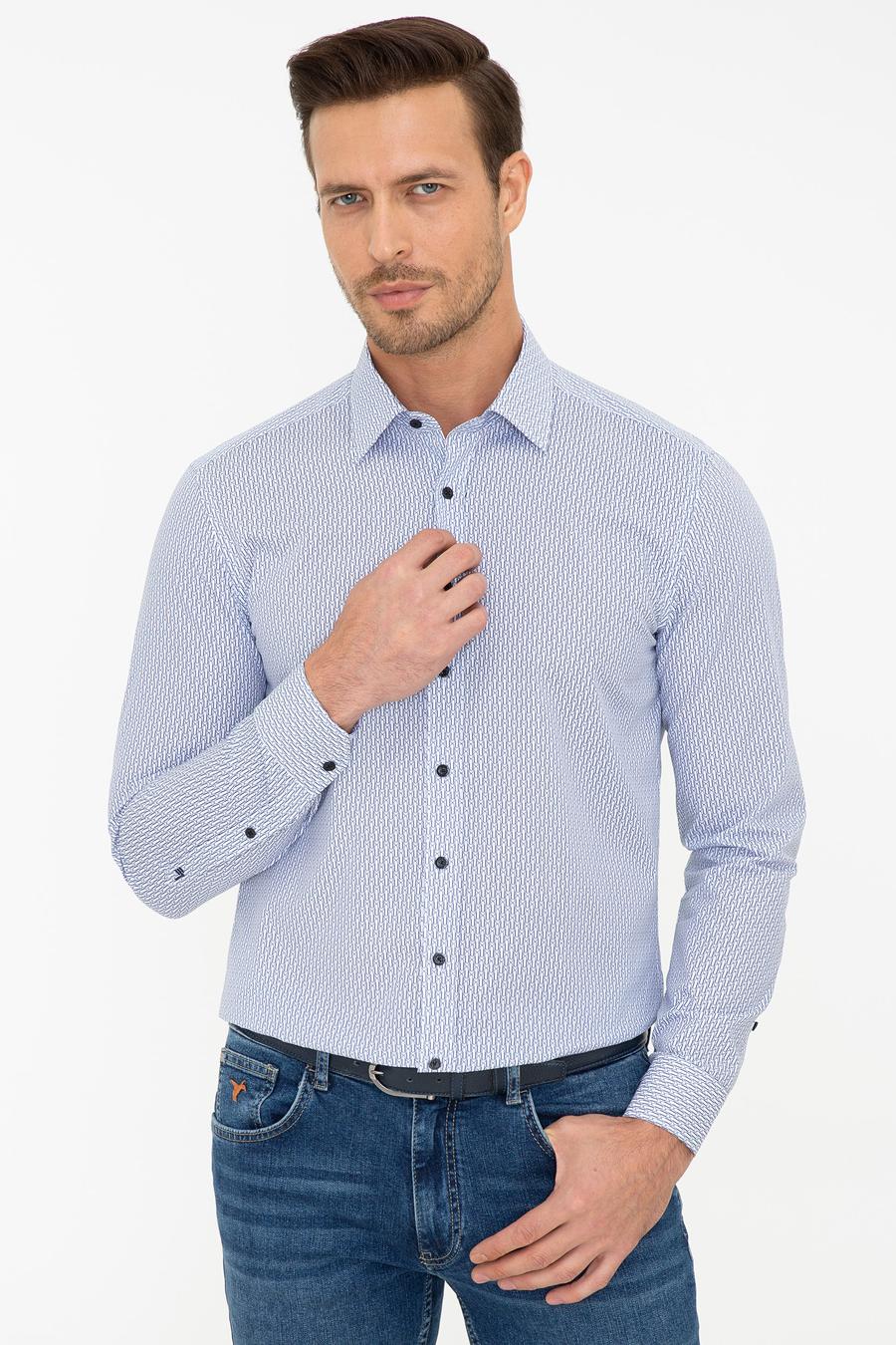 Lacivert Slim Fit Uzun Kollu Gömlek - 50238612022
