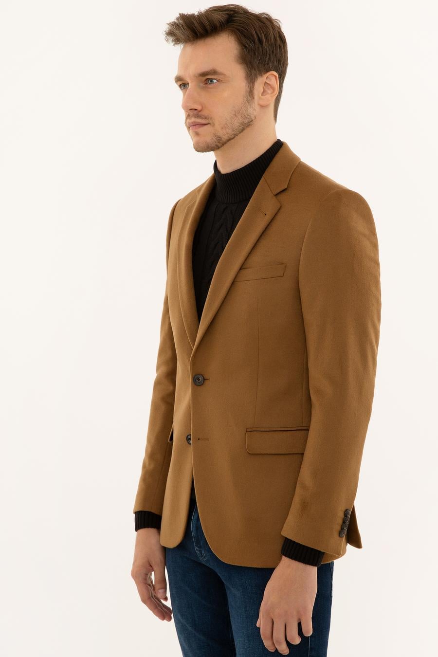 Camel Slim Fit Kaşmir Ceket - 50228444008