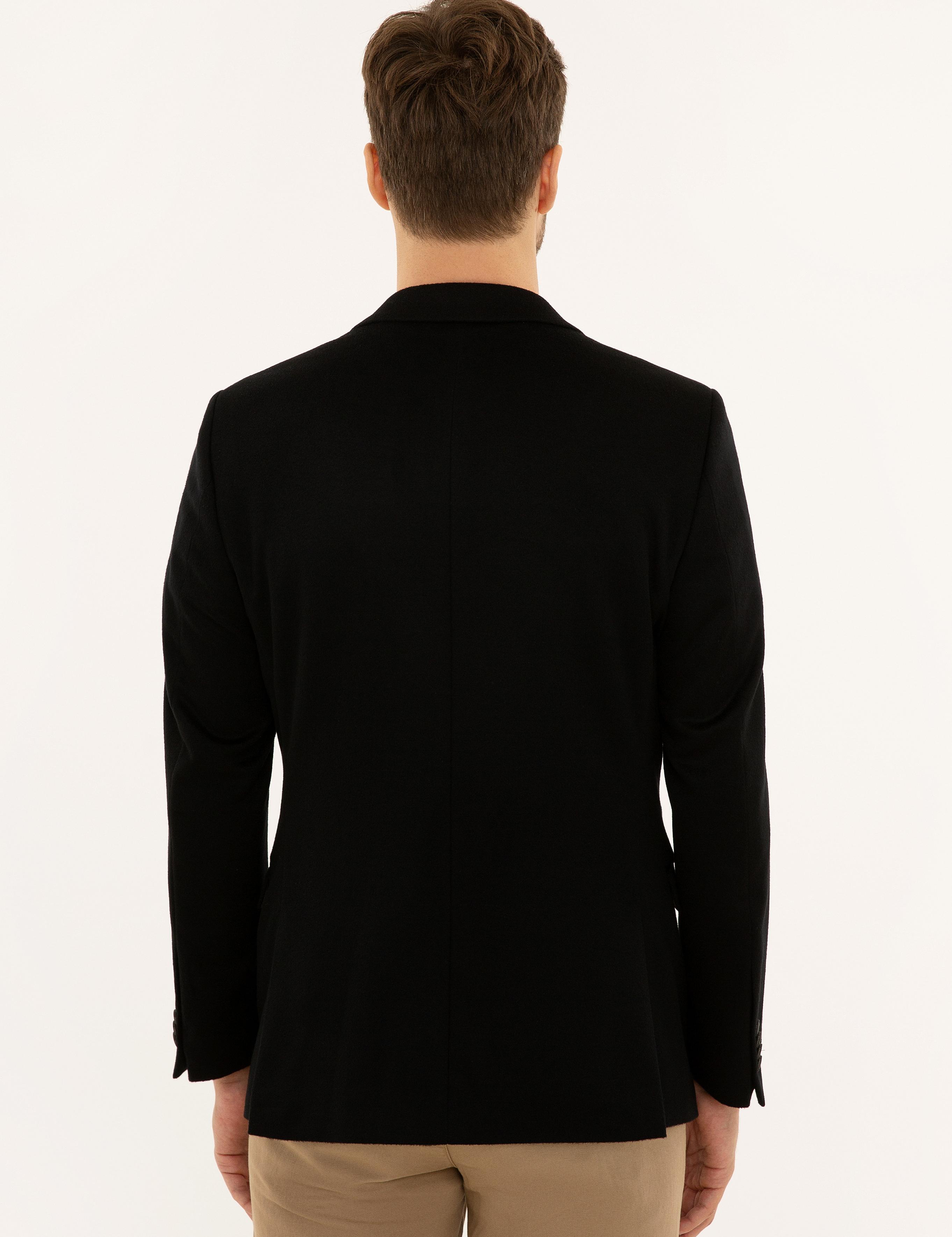 Siyah Slim Fit Kaşmir Ceket - 50228444086