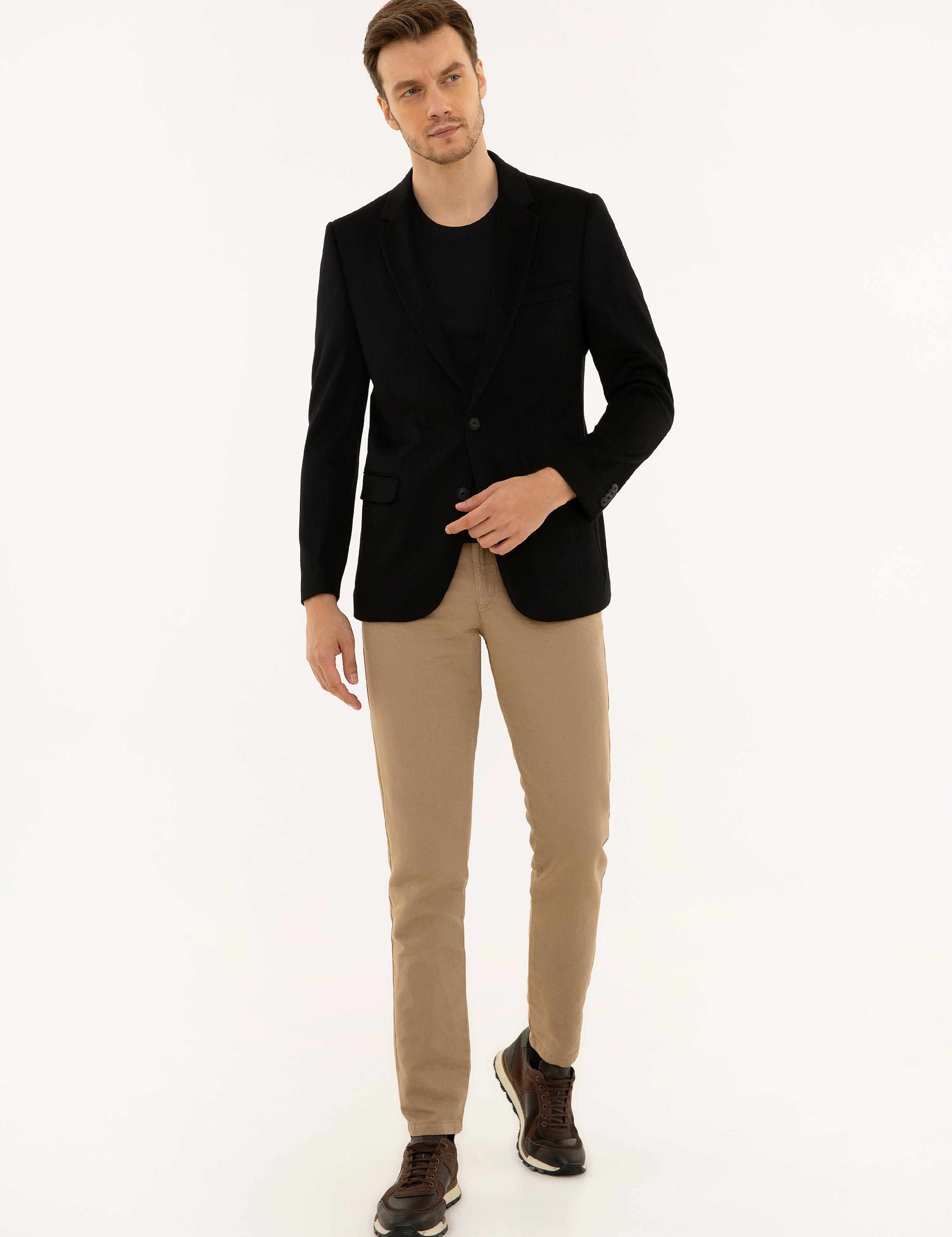 Siyah Slim Fit Kaşmir Ceket - 50228444086
