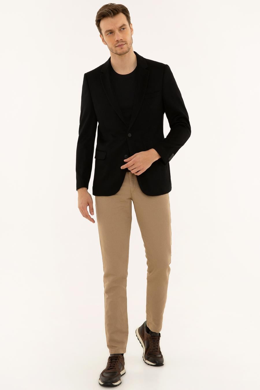 Siyah Slim Fit Kaşmir Ceket - 50228444086