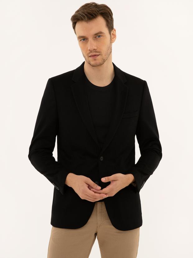 Siyah Slim Fit Kaşmir Ceket