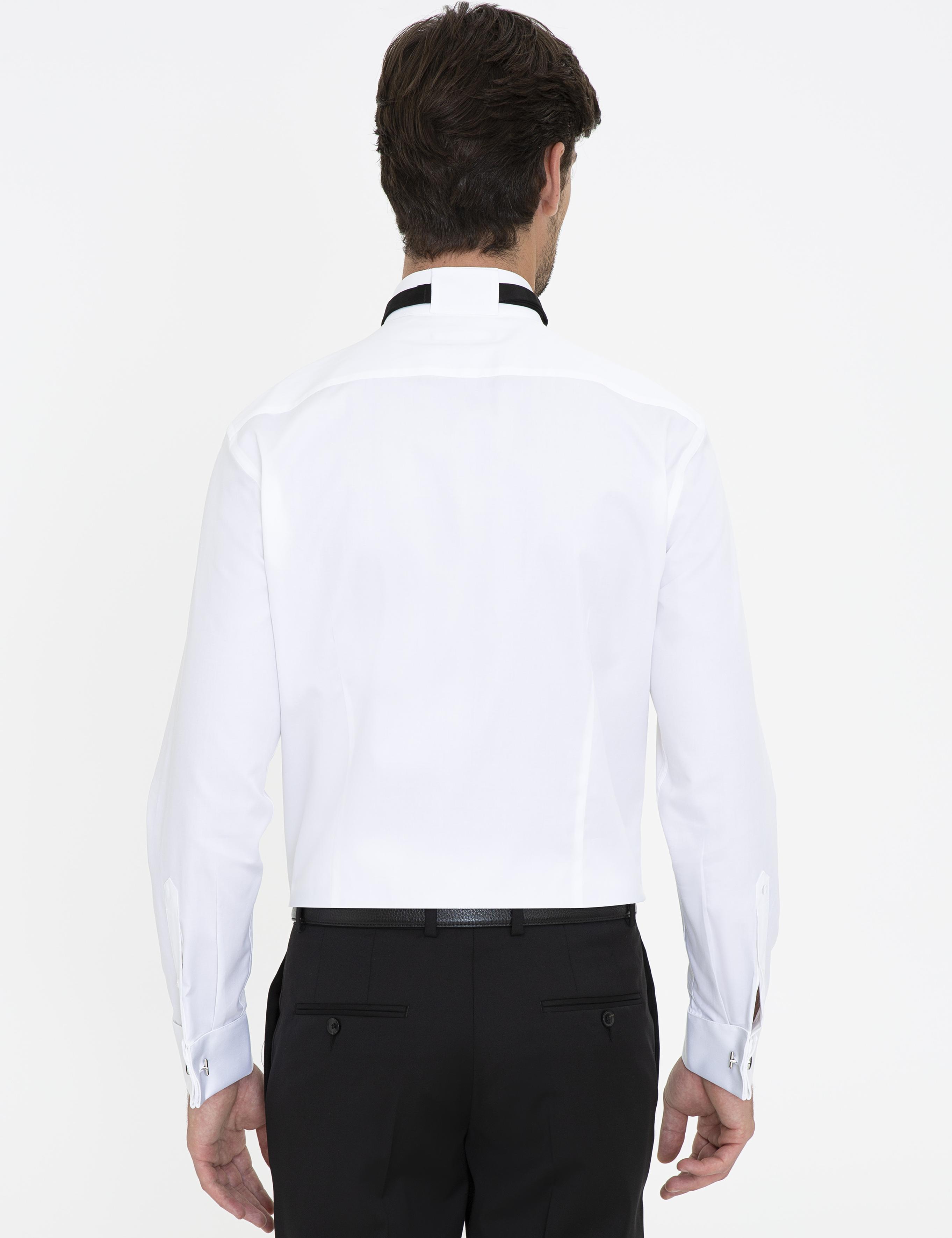 Beyaz Slim Fit Smokin Gömlek - 50235542010